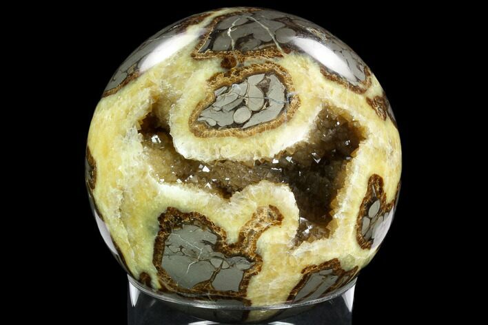 Crystal Filled, Polished Septarian Sphere - Utah #123841